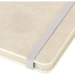 A5-Notizbuch mit Einband aus recyceltem PU-Kunstleder, Lesezeichenband und linierten Seiten farbe weiß dritte Ansicht