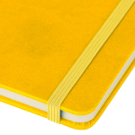 A5-Notizbuch mit Einband aus recyceltem PU-Kunstleder, Lesezeichenband und linierten Seiten farbe gelb fünfte Ansicht