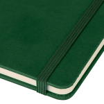 A5-Notizbuch mit Einband aus recyceltem PU-Kunstleder, Lesezeichenband und linierten Seiten farbe grün achte Ansicht
