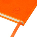 A5-Notizbuch mit Einband aus recyceltem PU-Kunstleder, Lesezeichenband und linierten Seiten farbe orange fünfte Ansicht