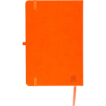 A5-Notizbuch mit Einband aus recyceltem PU-Kunstleder, Lesezeichenband und linierten Seiten farbe orange siebte Ansicht