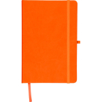A5-Notizbuch mit Einband aus recyceltem PU-Kunstleder, Lesezeichenband und linierten Seiten farbe orange achte Ansicht