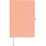 A5-Notizbuch mit Einband aus recyceltem PU-Kunstleder, Lesezeichenband und linierten Seiten farbe rosa erste Ansicht