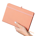 A5-Notizbuch mit Einband aus recyceltem PU-Kunstleder, Lesezeichenband und linierten Seiten farbe rosa zweite Ansicht