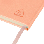 A5-Notizbuch mit Einband aus recyceltem PU-Kunstleder, Lesezeichenband und linierten Seiten farbe rosa dritte Ansicht