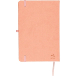 A5-Notizbuch mit Einband aus recyceltem PU-Kunstleder, Lesezeichenband und linierten Seiten farbe rosa fünfte Ansicht