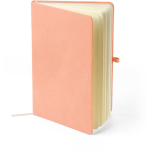 A5-Notizbuch mit Einband aus recyceltem PU-Kunstleder, Lesezeichenband und linierten Seiten farbe rosa siebte Ansicht