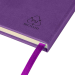 A5-Notizbuch mit Einband aus recyceltem PU-Kunstleder, Lesezeichenband und linierten Seiten farbe violett siebte Ansicht