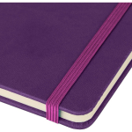 A5-Notizbuch mit Einband aus recyceltem PU-Kunstleder, Lesezeichenband und linierten Seiten farbe violett achte Ansicht