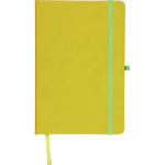 A5-Notizbuch mit Einband aus recyceltem PU-Kunstleder, Lesezeichenband und linierten Seiten farbe hellgrün erste Ansicht