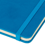A5-Notizbuch mit Einband aus recyceltem PU-Kunstleder, Lesezeichenband und linierten Seiten farbe hellblau zweite Ansicht