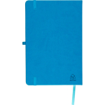 A5-Notizbuch mit Einband aus recyceltem PU-Kunstleder, Lesezeichenband und linierten Seiten farbe hellblau fünfte Ansicht