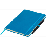A5-Notizbuch mit Einband aus recyceltem PU-Kunstleder, Lesezeichenband und linierten Seiten farbe hellblau neunte Ansicht