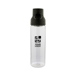 Transparente Tritan-Trinkflasche mit farbigem Deckel und Klickverschluss, 750 ml farbe schwarz Ansicht mit Druckbereich