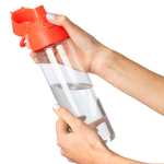 Transparente Tritan-Trinkflasche mit farbigem Deckel und Klickverschluss, 750 ml farbe rot dritte Ansicht