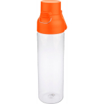 Transparente Tritan-Trinkflasche mit farbigem Deckel und Klickverschluss, 750 ml farbe orange dritte Ansicht