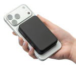Magnetische Powerbank aus recyceltem Kunststoff mit USB-C und 15-W-Induktionsladung, 10.000 mAh farbe schwarz erste Ansicht
