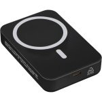 Magnetische Powerbank aus recyceltem Kunststoff mit USB-C und 15-W-Induktionsladung, 10.000 mAh farbe schwarz dritte Ansicht