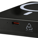 Magnetische Powerbank aus recyceltem Kunststoff mit USB-C und 15-W-Induktionsladung, 10.000 mAh farbe schwarz siebte Ansicht