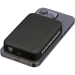 Magnetische Powerbank aus recyceltem Kunststoff mit USB-C und 15-W-Induktionsladung, 10.000 mAh farbe schwarz achte Ansicht