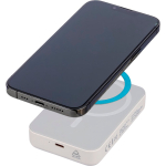 Magnetische Powerbank aus recyceltem Kunststoff mit USB-C und 15-W-Induktionsladung, 10.000 mAh farbe weiß erste Ansicht