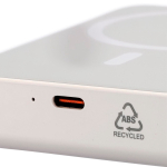 Magnetische Powerbank aus recyceltem Kunststoff mit USB-C und 15-W-Induktionsladung, 10.000 mAh farbe weiß zweites Detailbild