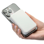 Magnetische Powerbank aus recyceltem Kunststoff mit USB-C und 15-W-Induktionsladung, 10.000 mAh farbe weiß sechste Ansicht