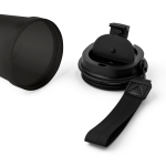 Transparenter Kunststoffbecher mit Schraubdeckel und Handgelenkschlaufe, 350 ml farbe schwarz erste Ansicht