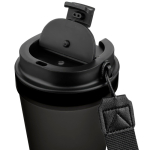 Transparenter Kunststoffbecher mit Schraubdeckel und Handgelenkschlaufe, 350 ml farbe schwarz fünfte Ansicht