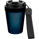 Transparenter Kunststoffbecher mit Schraubdeckel und Handgelenkschlaufe, 350 ml farbe blau erste Ansicht