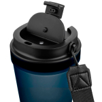 Transparenter Kunststoffbecher mit Schraubdeckel und Handgelenkschlaufe, 350 ml farbe blau dritte Ansicht