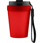 Transparenter Kunststoffbecher mit Schraubdeckel und Handgelenkschlaufe, 350 ml farbe rot zweite Ansicht
