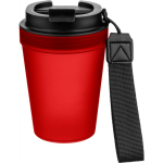 Transparenter Kunststoffbecher mit Schraubdeckel und Handgelenkschlaufe, 350 ml farbe rot vierte Ansicht