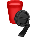 Transparenter Kunststoffbecher mit Schraubdeckel und Handgelenkschlaufe, 350 ml farbe rot fünfte Ansicht