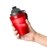 Transparenter Kunststoffbecher mit Schraubdeckel und Handgelenkschlaufe, 350 ml farbe rot sechste Ansicht