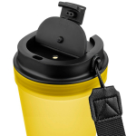 Transparenter Kunststoffbecher mit Schraubdeckel und Handgelenkschlaufe, 350 ml farbe gelb zweite Ansicht