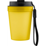 Transparenter Kunststoffbecher mit Schraubdeckel und Handgelenkschlaufe, 350 ml farbe gelb vierte Ansicht