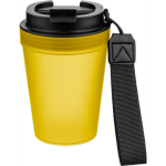 Transparenter Kunststoffbecher mit Schraubdeckel und Handgelenkschlaufe, 350 ml farbe gelb sechste Ansicht