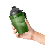 Transparenter Kunststoffbecher mit Schraubdeckel und Handgelenkschlaufe, 350 ml farbe grün dritte Ansicht