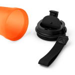 Transparenter Kunststoffbecher mit Schraubdeckel und Handgelenkschlaufe, 350 ml farbe orange zweite Ansicht