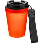 Transparenter Kunststoffbecher mit Schraubdeckel und Handgelenkschlaufe, 350 ml farbe orange fünfte Ansicht