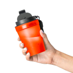 Transparenter Kunststoffbecher mit Schraubdeckel und Handgelenkschlaufe, 350 ml farbe orange sechste Ansicht