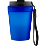 Transparenter Kunststoffbecher mit Schraubdeckel und Handgelenkschlaufe, 350 ml farbe köngisblau erste Ansicht