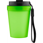 Transparenter Kunststoffbecher mit Schraubdeckel und Handgelenkschlaufe, 350 ml farbe lindgrün erste Ansicht