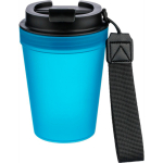 Transparenter Kunststoffbecher mit Schraubdeckel und Handgelenkschlaufe, 350 ml farbe hellblau erste Ansicht
