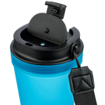 Transparenter Kunststoffbecher mit Schraubdeckel und Handgelenkschlaufe, 350 ml farbe hellblau zweite Ansicht