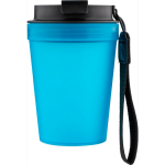 Transparenter Kunststoffbecher mit Schraubdeckel und Handgelenkschlaufe, 350 ml farbe hellblau dritte Ansicht
