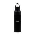 Tropffreie BrandCharger-Thermoflasche aus recyceltem Edelstahl mit Filter, 520 ml farbe schwarz Ansicht mit Druckbereich