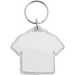 Transparenter Schlüsselanhänger aus Kunststoff in T-Shirt-Form, hergestellt in der EU farbe transparent erste Ansicht