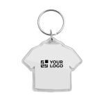 Transparenter Schlüsselanhänger aus Kunststoff in T-Shirt-Form, hergestellt in der EU farbe transparent Ansicht mit Druckbereich